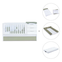 Cuna convertible 70x140 cm blanca/verde-oliva · Sero More K546-M7756