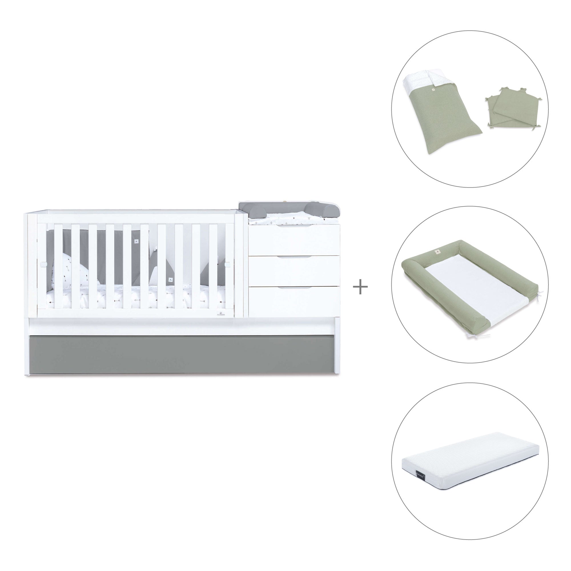 Cuna convertible 70x140 cm blanca/antracita · Sero More Antracita K546-M7758