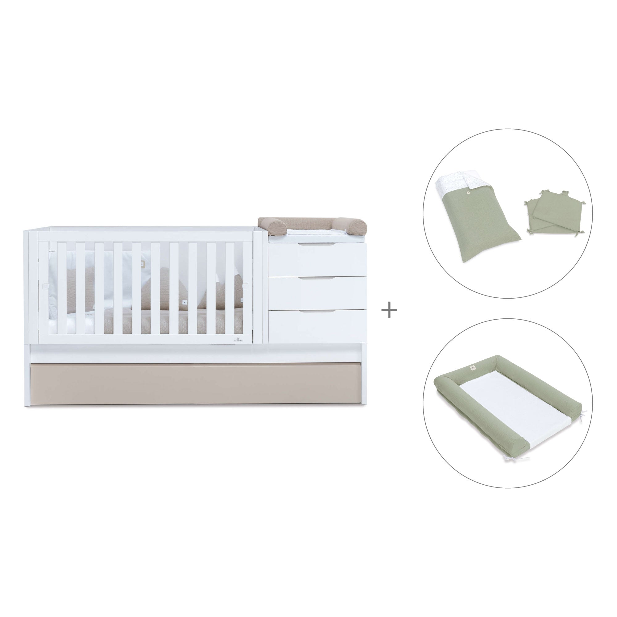 Cuna convertible 70x140 cm blanca/beige · Sero More K546-M7753