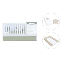 Cuna convertible 70x140 cm blanca/verde-oliva · Sero More K546-M7756