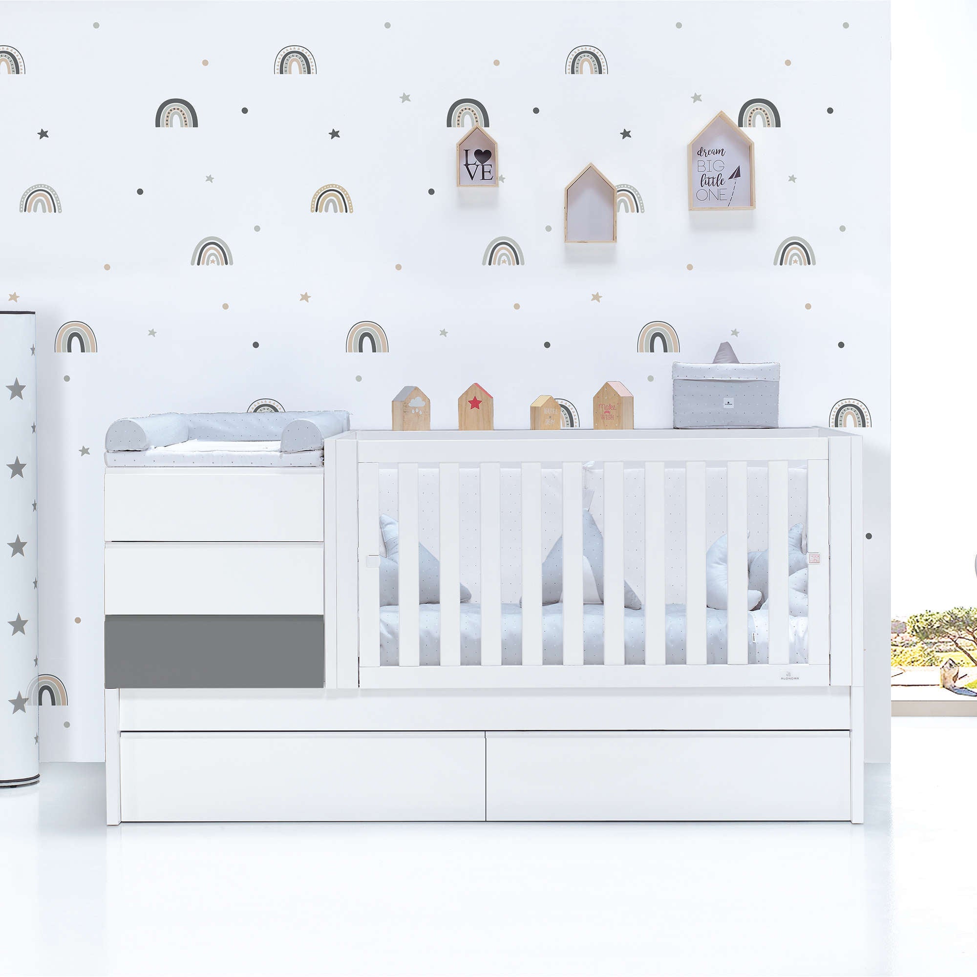 Cuna convertible 70x140 cm blanca/antracita · Sero Kubo Antracita K551-M7758