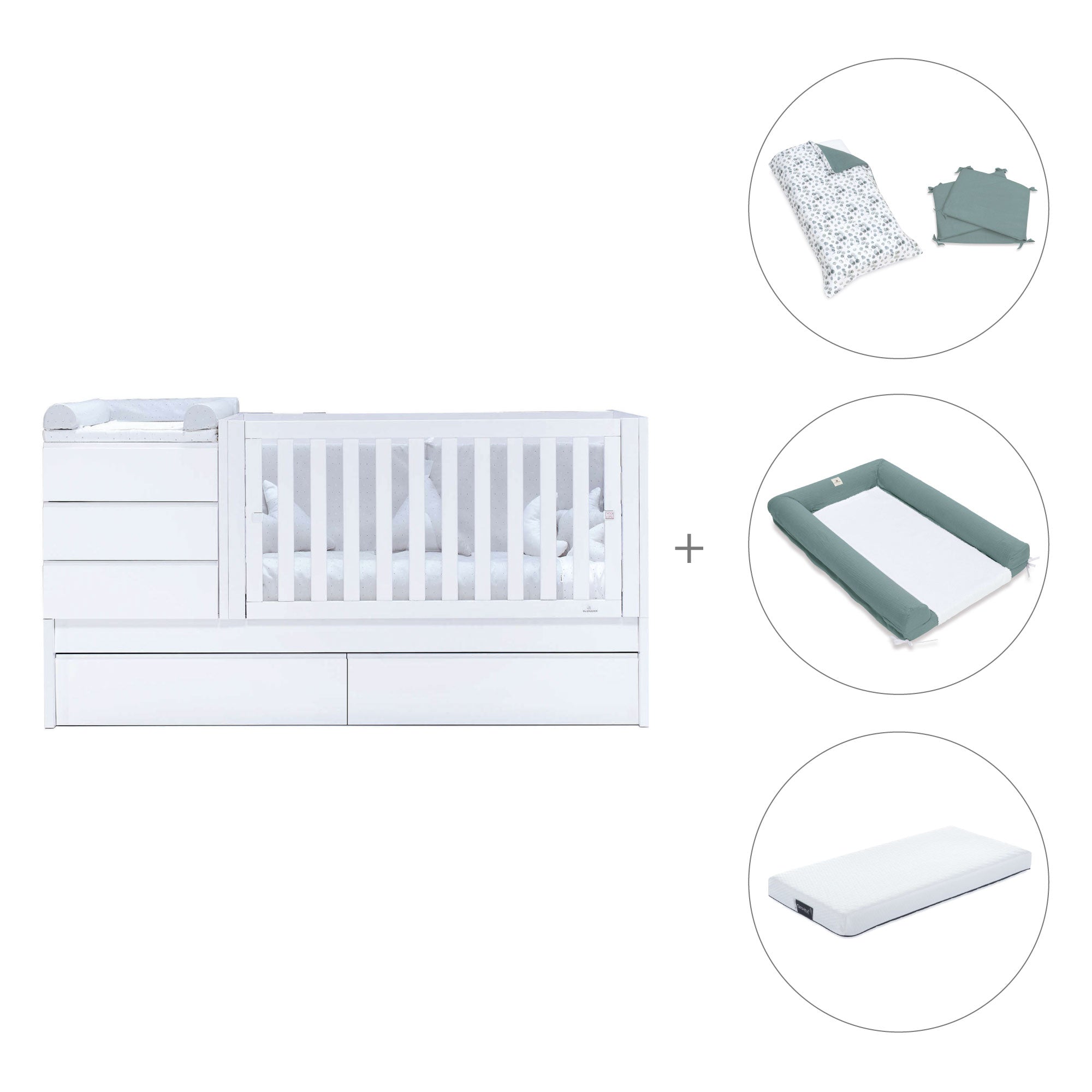 Cuna convertible 70x140 cm blanca · Sero Kubo K551-M7700