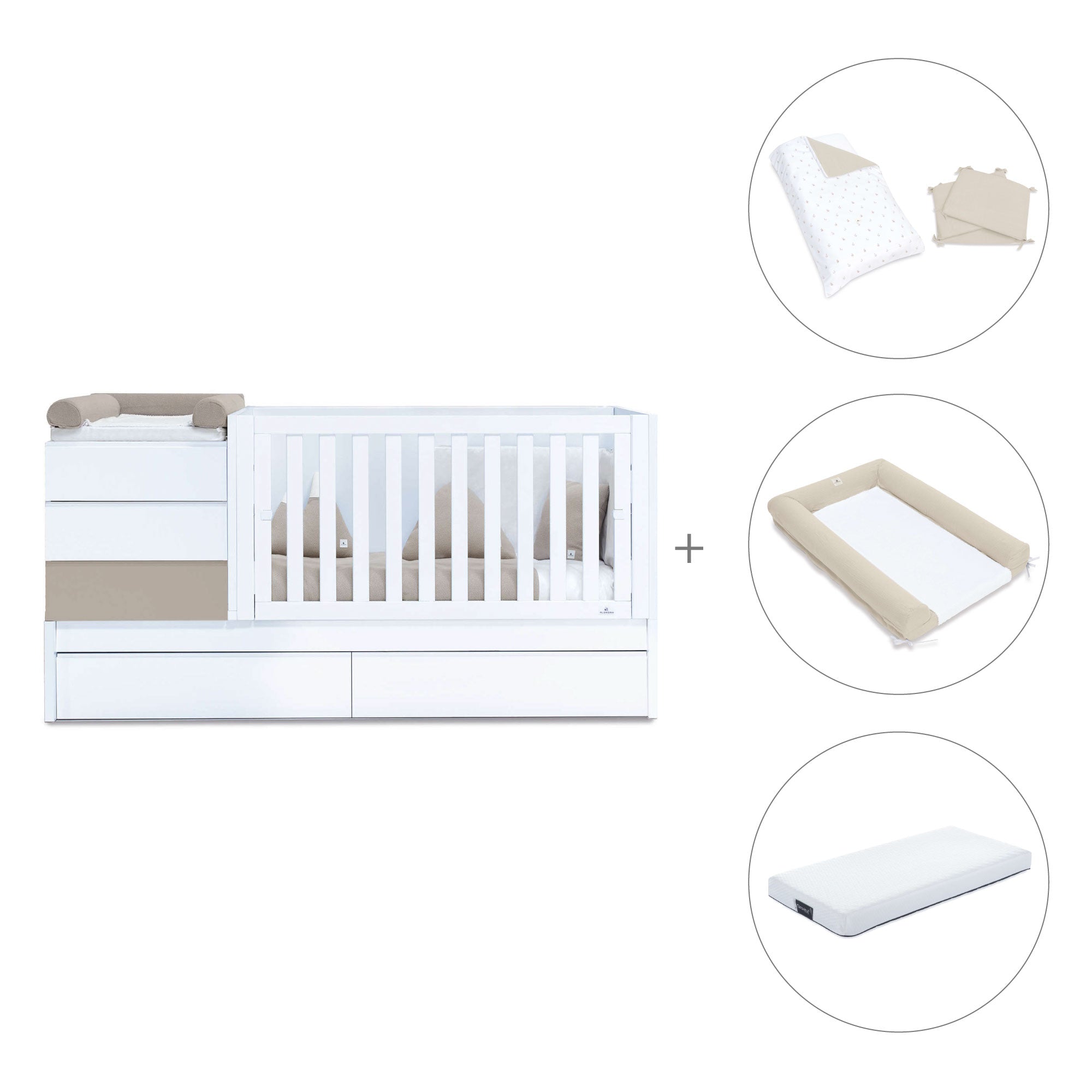 Cuna convertible 70x140 cm beige · Sero Kubo K551-M7753