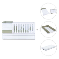 Cuna convertible 70x140 cm blanco/verde-oliva · Sero Kubo K551-M7756