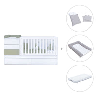 Cuna convertible 70x140 cm blanco/verde-oliva · Sero Kubo K551-M7756