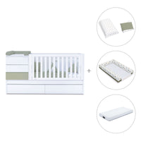 Cuna convertible 70x140 cm blanco/verde-oliva · Sero Kubo K551-M7756