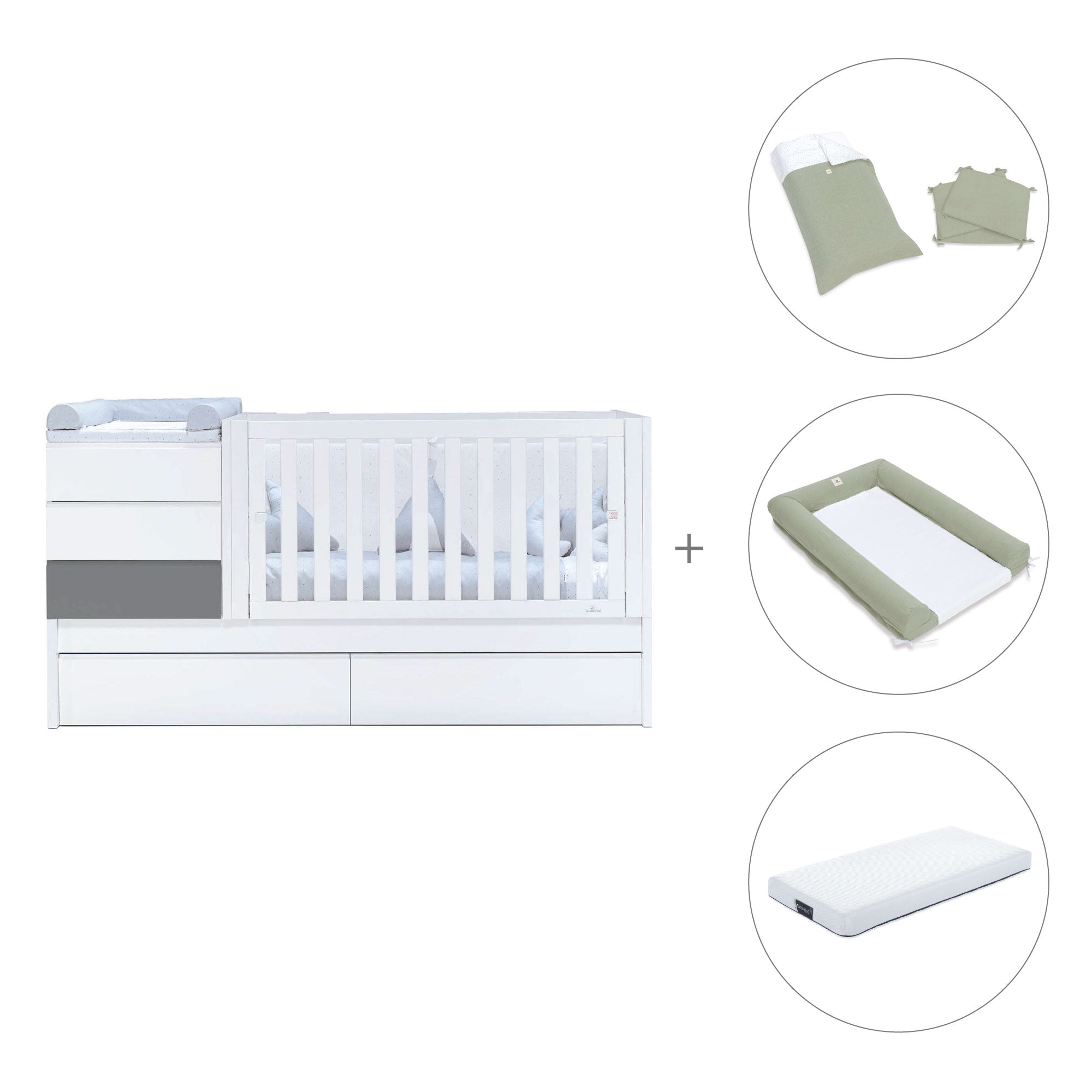 Cuna convertible 70x140 cm blanca/antracita · Sero Kubo Antracita K551-M7758