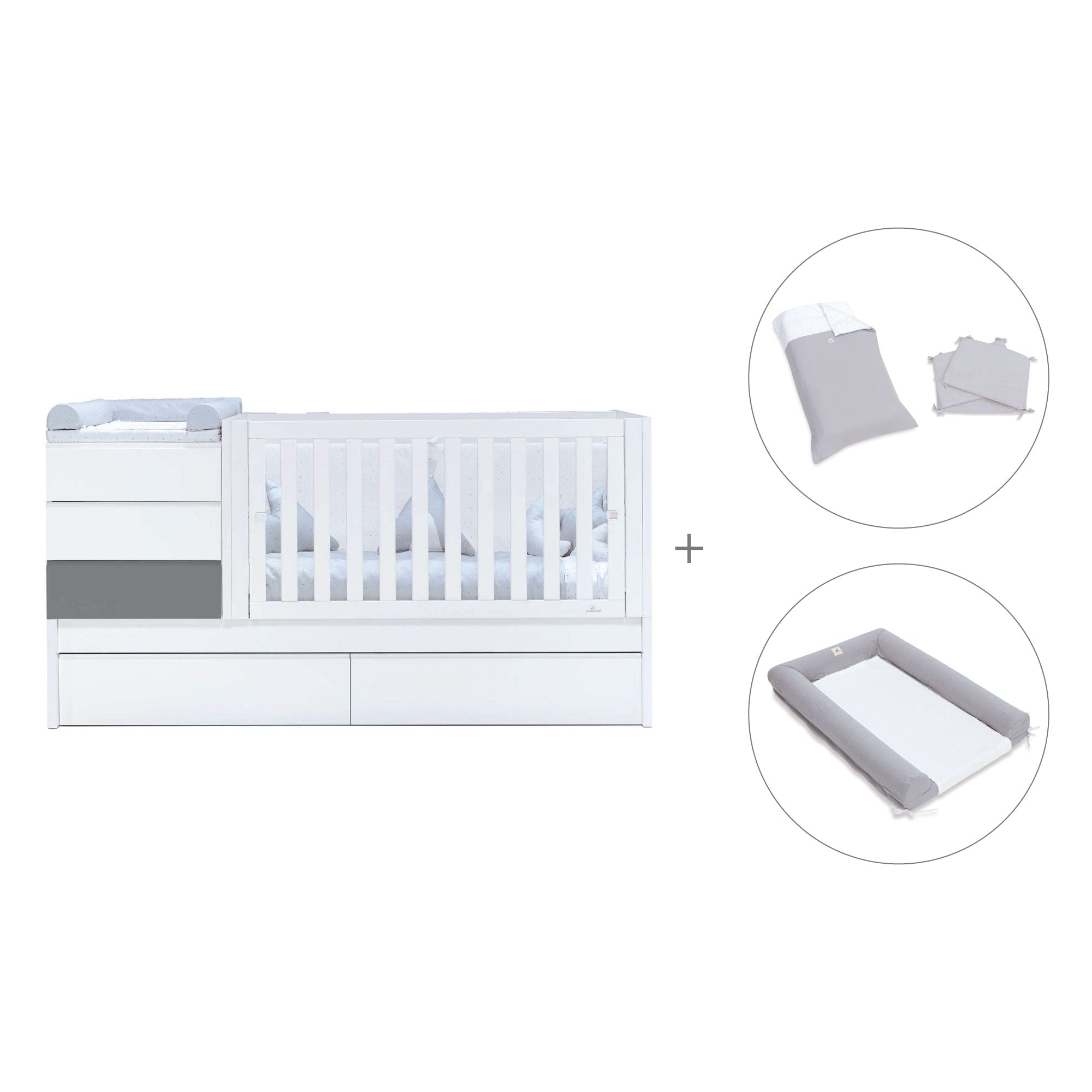 Cuna convertible 70x140 cm blanca/antracita · Sero Kubo Antracita K551-M7758