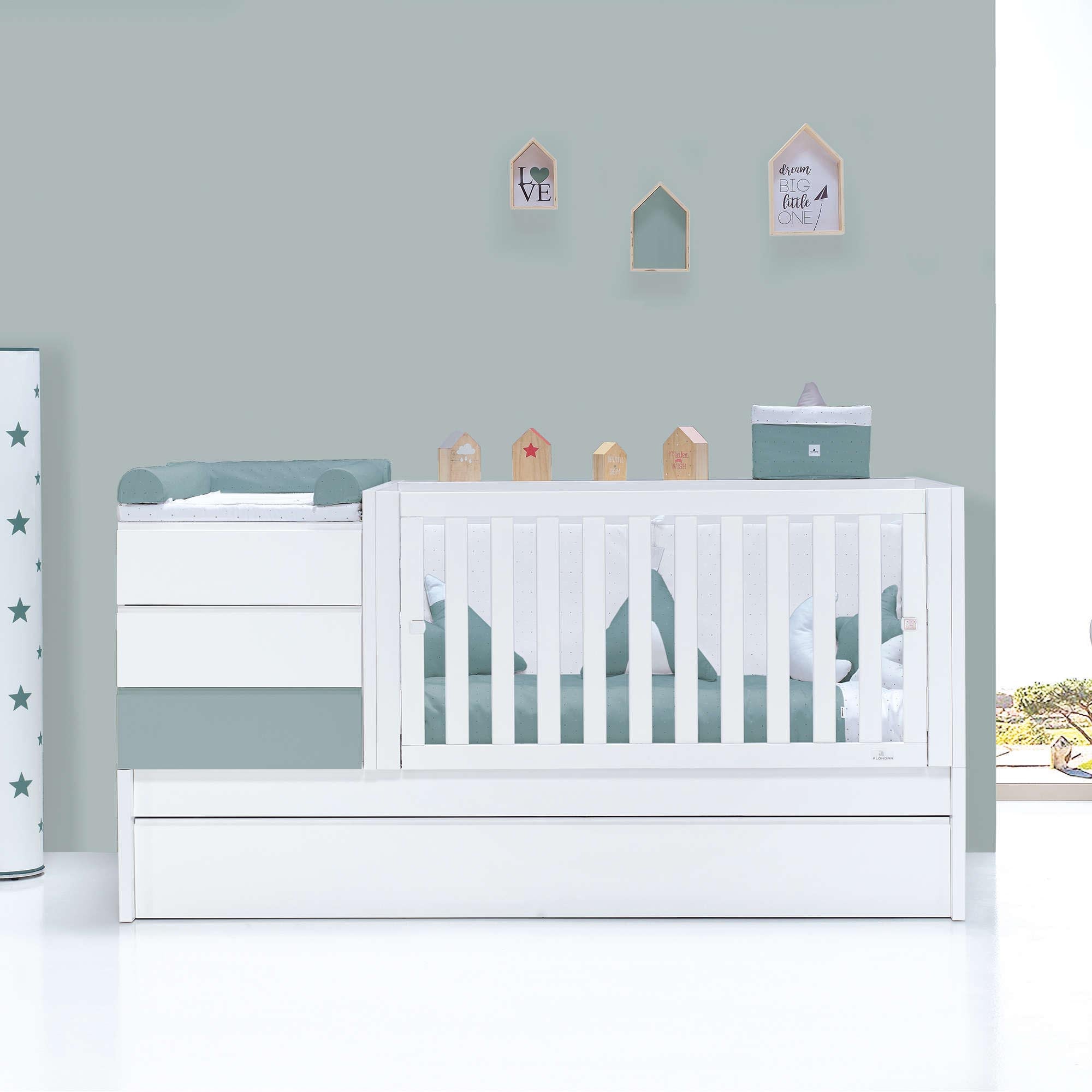 Cuna convertible 70x140 cm blanca/eucalipto · Sero Kubo Eucalyptus K551-M7757