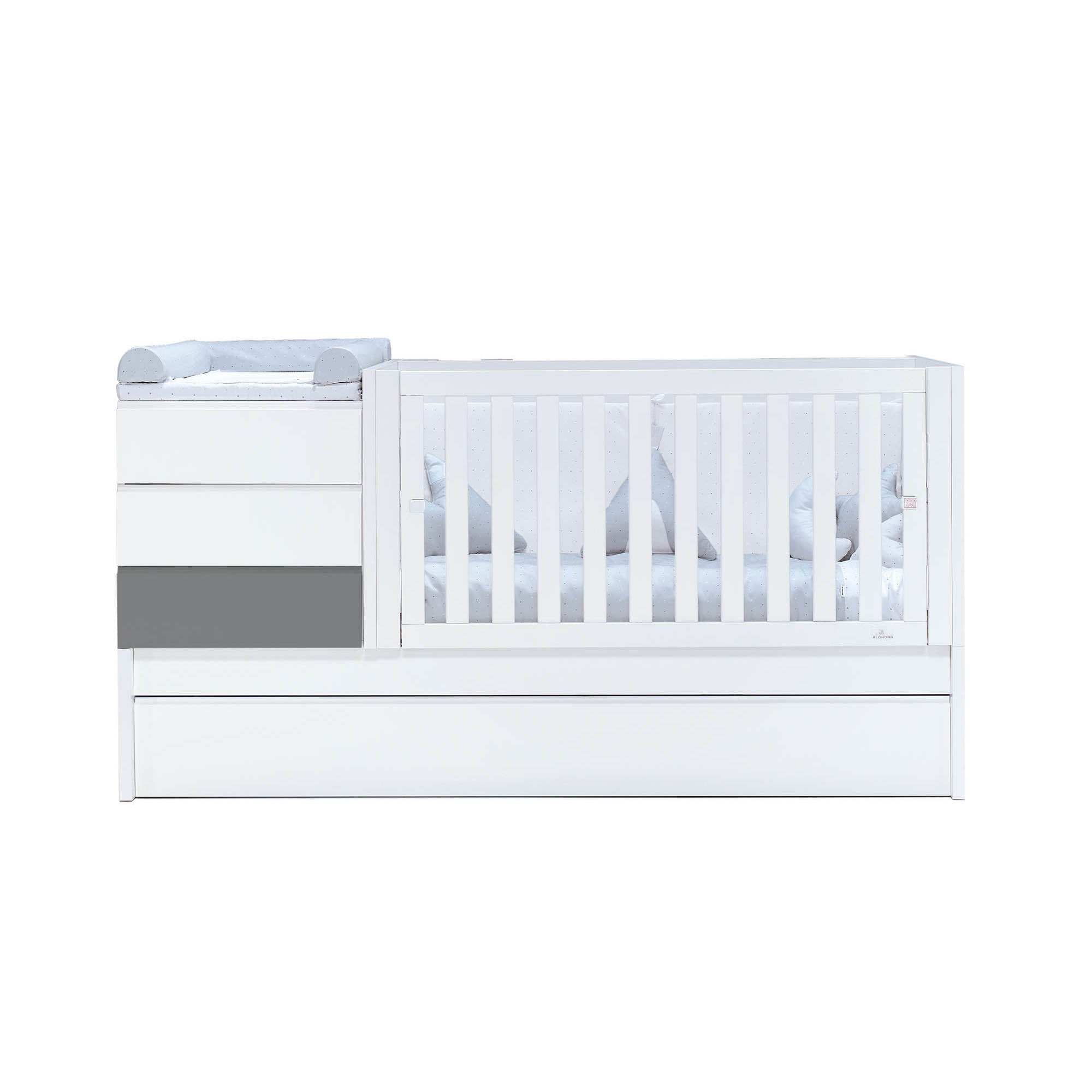 Cuna convertible 70x140 cm blanca/antracita · Sero Kubo Antracita K551-M7758