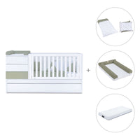 Cuna convertible 70x140 cm blanco/verde-oliva · Sero Kubo K551-M7756