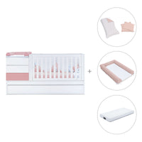 Cuna convertible 70x140 cm blanca/rosa · Sero Kubo Quarzo K551-M7759