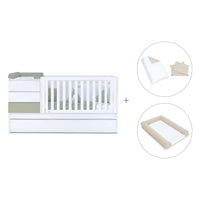 Cuna convertible 70x140 cm blanco/verde-oliva · Sero Kubo K551-M7756