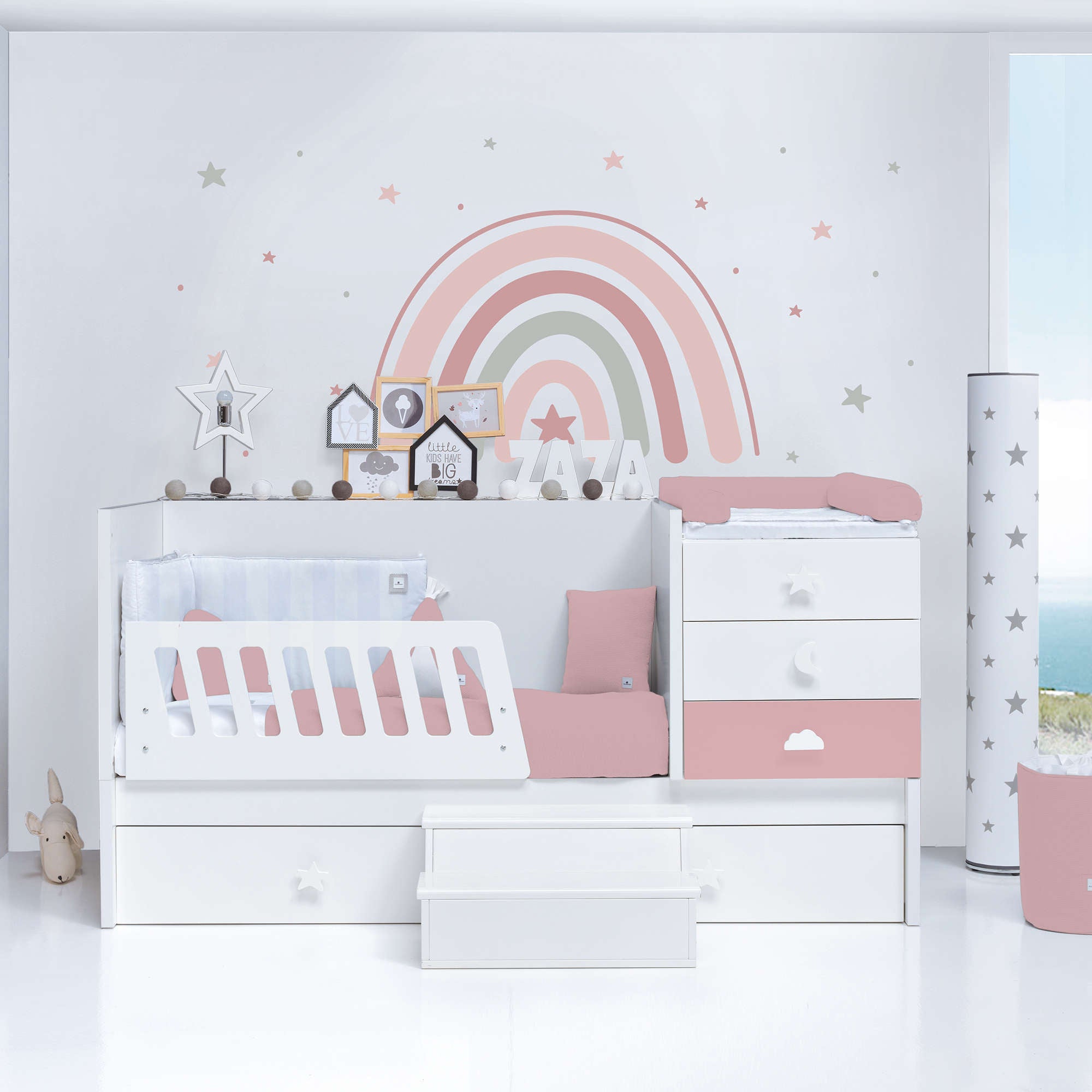 Cuna convertible 70x140 cm blanca/rosa · Sero Bubble Quarzo K554-M7759