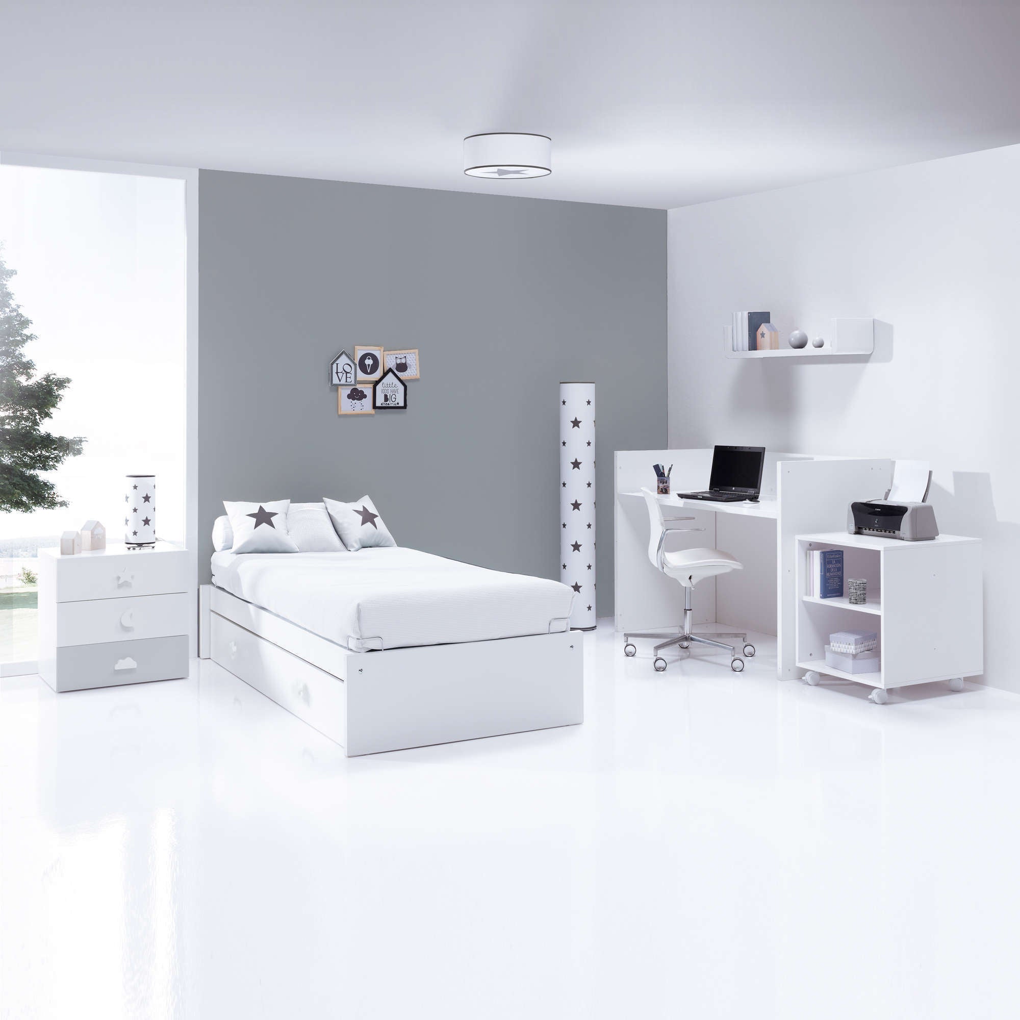 Cuna convertible 70x140 cm en blanco/gris · Sero Bubble K554-M7778