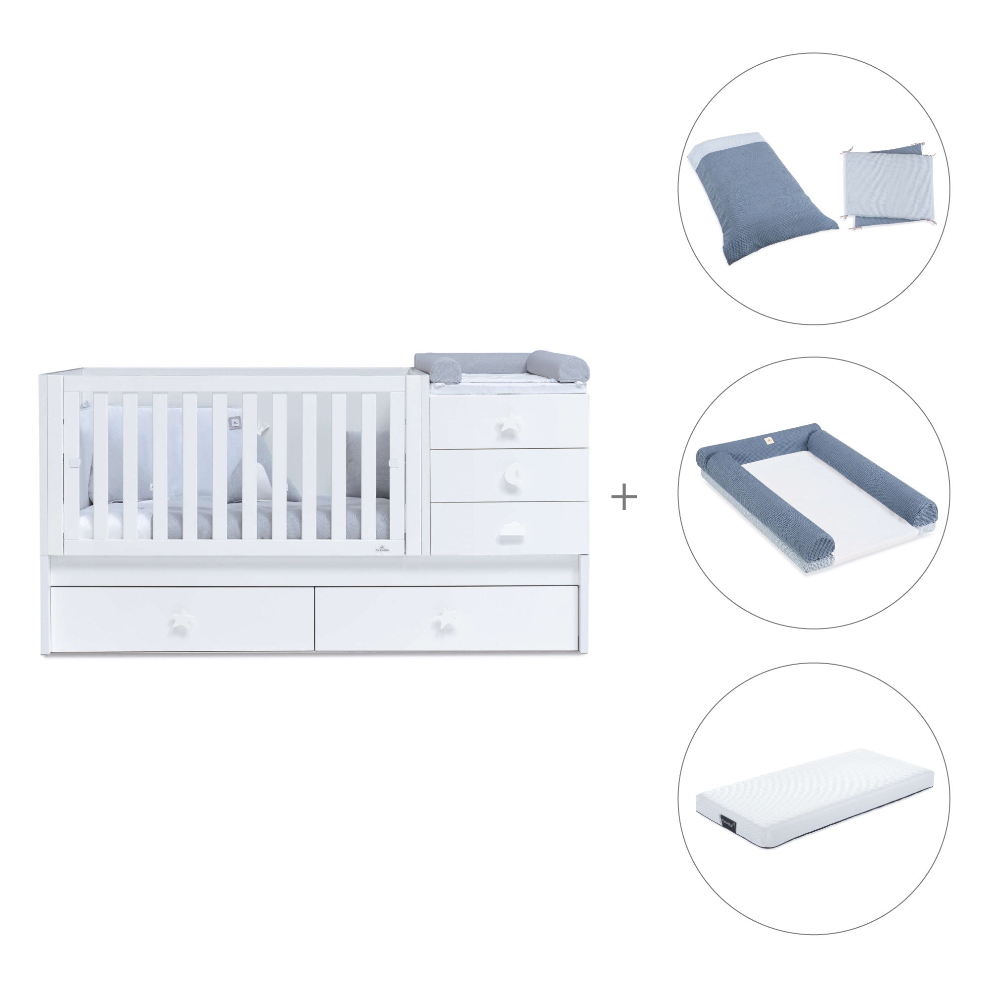 Cuna convertible 70x140 cm en blanco · Sero Bubble K554-M7700