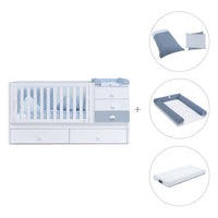 Cuna convertible 70x140 cm en blanco/azul · Sero Bubble K554-M7741