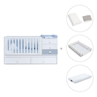 Cuna convertible 70x140 cm en blanco/azul · Sero Bubble K554-M7741