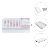 Cuna convertible 70x140 cm en blanco/rosa · Sero Bubble K554-M7742
