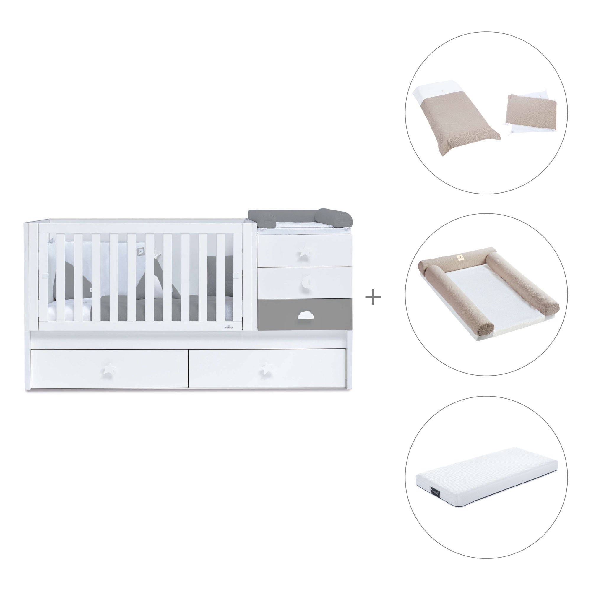 Cuna convertible 70x140 cm blanca/antracita · Sero Bubble Antracita K554-M7758