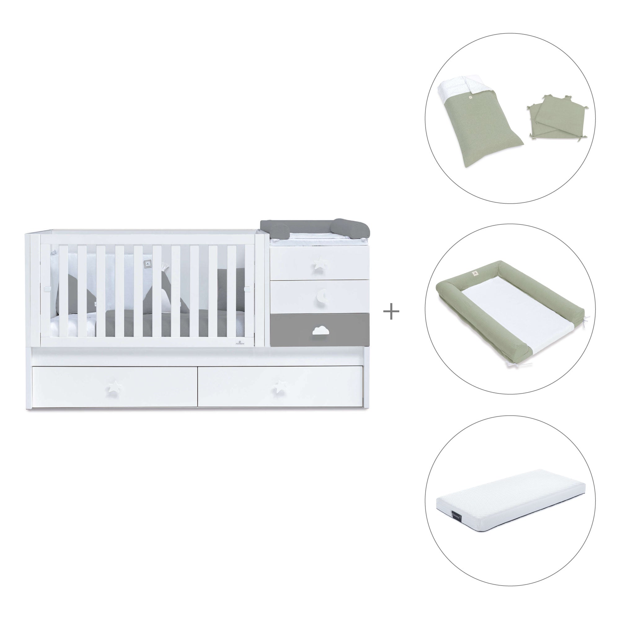 Cuna convertible 70x140 cm blanca/antracita · Sero Bubble Antracita K554-M7758