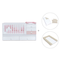 Cuna convertible 70x140 cm en blanco/rosa · Sero Bubble K554-M7742