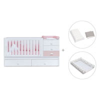 Cuna convertible 70x140 cm en blanco/rosa · Sero Bubble K554-M7742