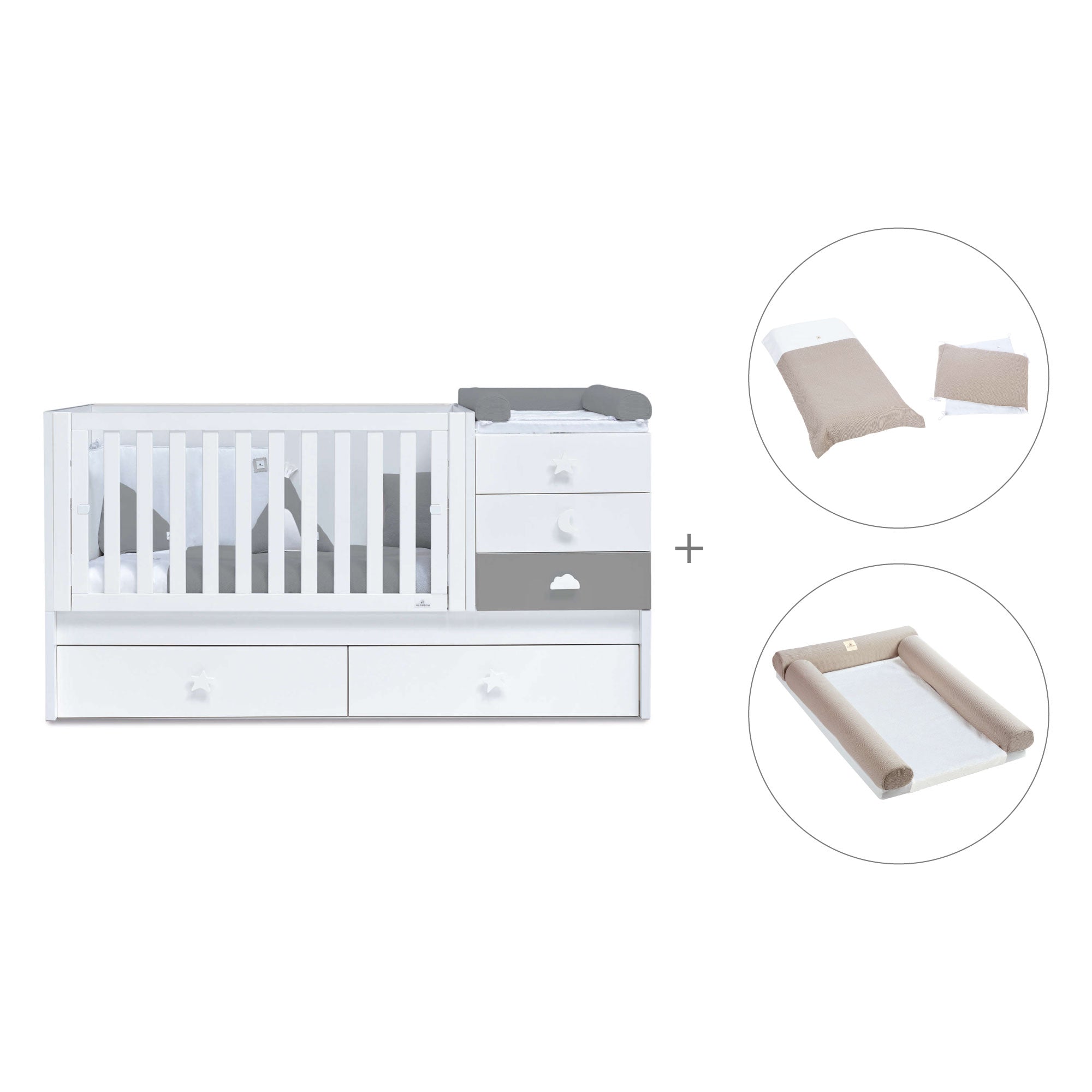 Cuna convertible 70x140 cm blanca/antracita · Sero Bubble Antracita K554-M7758