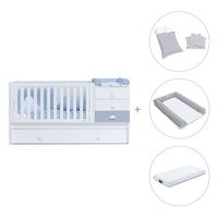 Cuna convertible 70x140 cm en blanco/azul · Sero Bubble K554-M7741