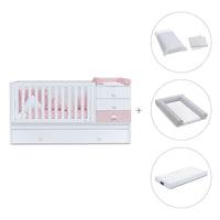 Cuna convertible 70x140 cm en blanco/rosa · Sero Bubble K554-M7742