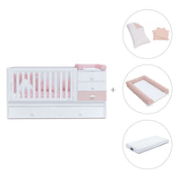 Cuna convertible 70x140 cm en blanco/rosa · Sero Bubble K554-M7742