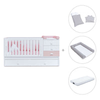 Cuna convertible 70x140 cm en blanco/rosa · Sero Bubble K554-M7742