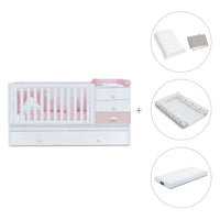 Cuna convertible 70x140 cm en blanco/rosa · Sero Bubble K554-M7742