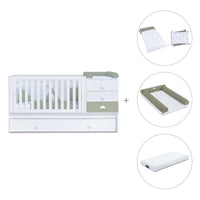 Cuna convertible 70x140 cm blanca/verde-oliva · Sero Bubble Erba K554-M7756