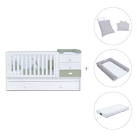 Cuna convertible 70x140 cm blanca/verde-oliva · Sero Bubble Erba K554-M7756