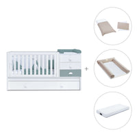 Cuna convertible 70x140 cm blanca/eucalipto · Sero Bubble Eucalyptus K554-M7757