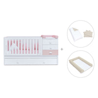 Cuna convertible 70x140 cm en blanco/rosa · Sero Bubble K554-M7742
