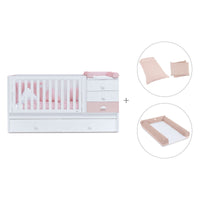 Cuna convertible 70x140 cm en blanco/rosa · Sero Bubble K554-M7742