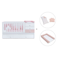 Cuna convertible 70x140 cm en blanco/rosa · Sero Bubble K554-M7742