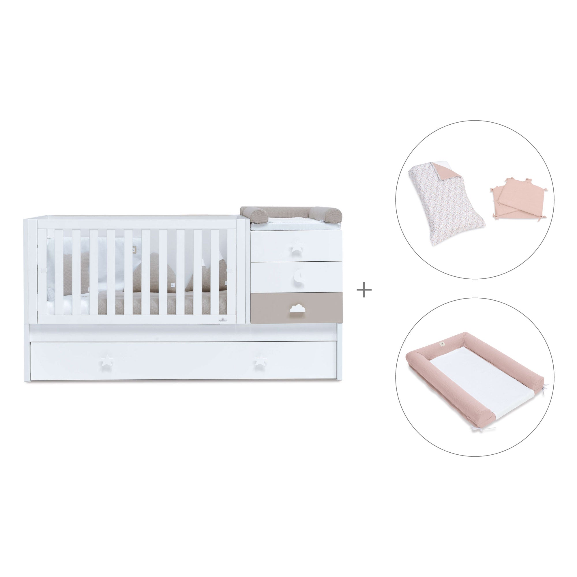 Cuna convertible 70x140 cm en blanco/beige · Sero Bubble K554-M7753