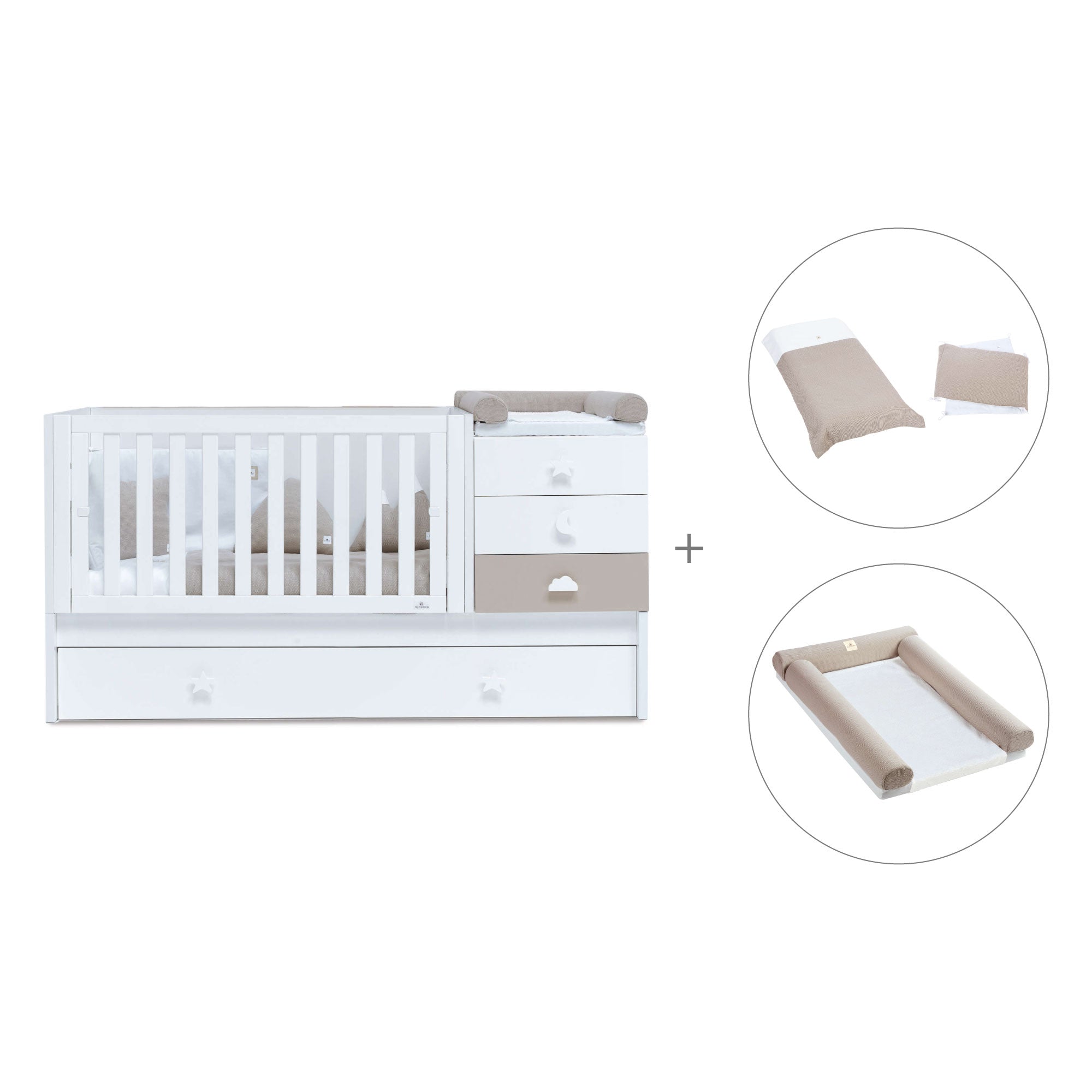Cuna convertible 70x140 cm en blanco/beige · Sero Bubble K554-M7753