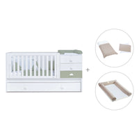 Cuna convertible 70x140 cm blanca/verde-oliva · Sero Bubble Erba K554-M7756