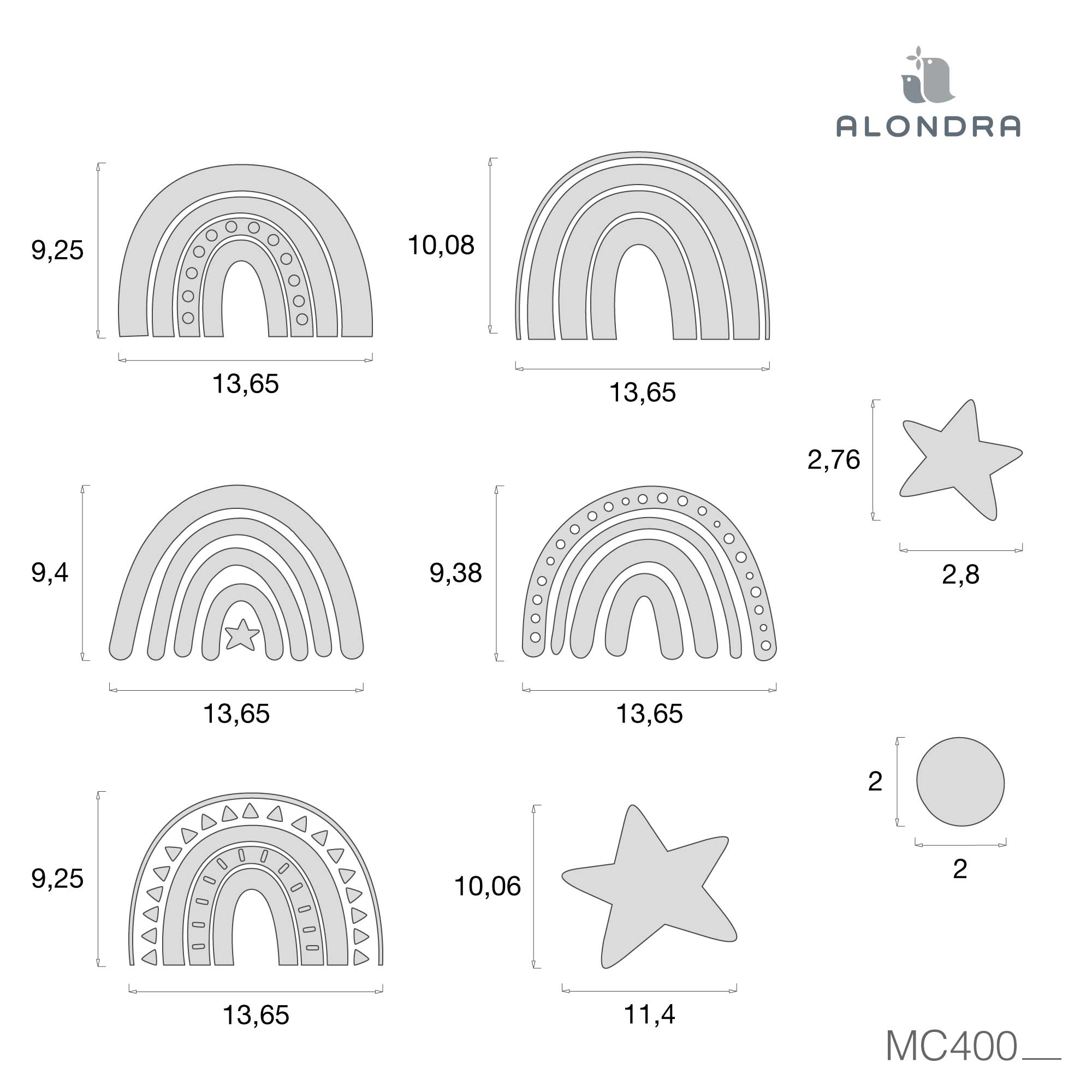 Vinilo de arcoíris pequeños con estrellas · Mondo Arcobaleno MC400