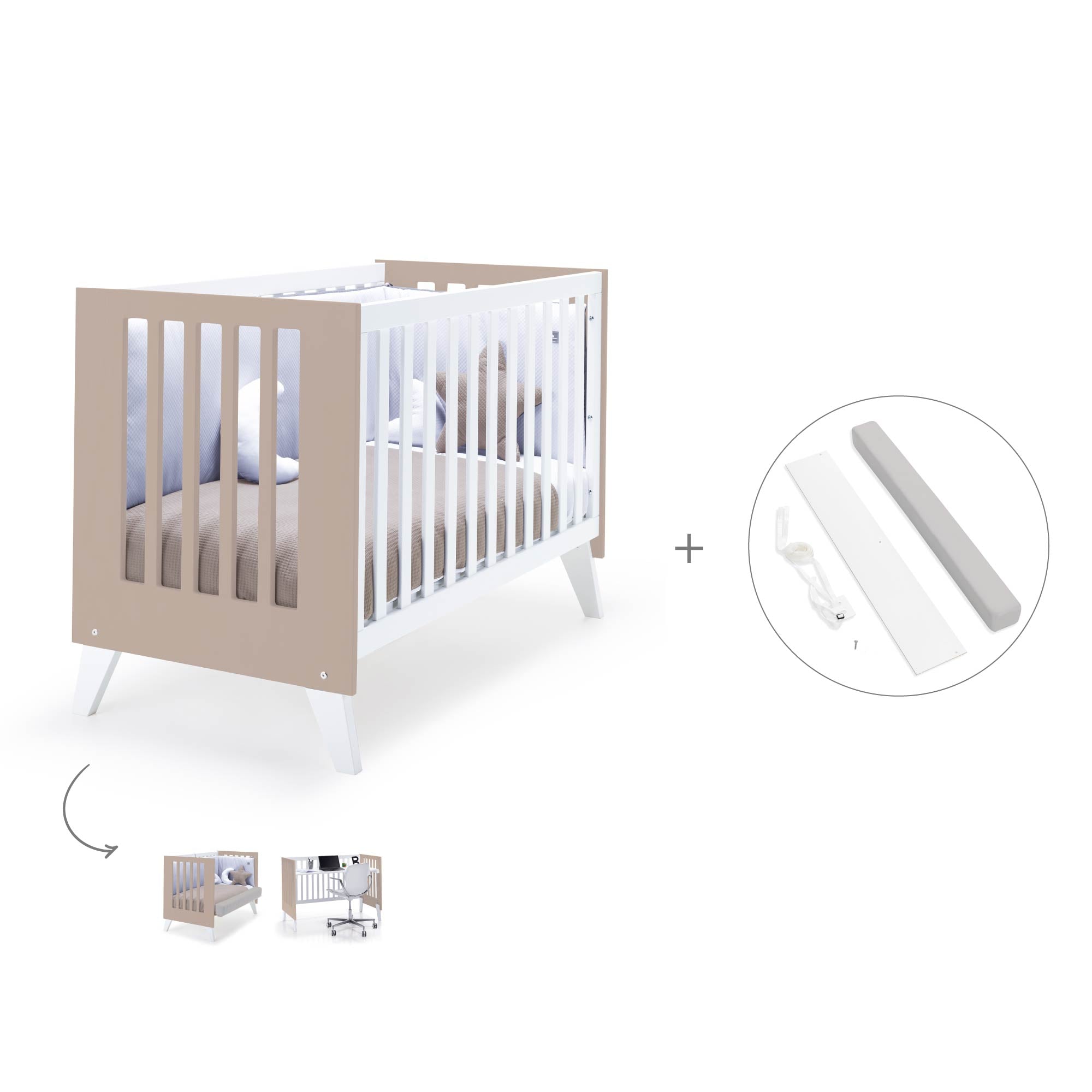 Cuna colecho 60x120 cm (4en1) blanco/beige · Nexo Due Arena C187D-M7753