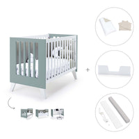 Cuna colecho 60x120 cm (4en1) blanco/verde eucalipto · Nexo Due Eucalyptus C187D-M7757