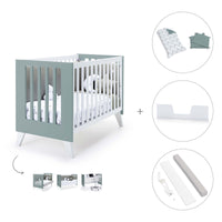Cuna colecho 60x120 cm (4en1) blanco/verde eucalipto · Nexo Due Eucalyptus C187D-M7757