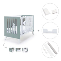 Cuna colecho 60x120 cm (4en1) blanco/verde eucalipto · Nexo Due Eucalyptus C187D-M7757