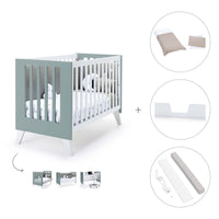 Cuna colecho 60x120 cm (4en1) blanco/verde eucalipto · Nexo Due Eucalyptus C187D-M7757
