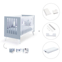 Cuna colecho 60x120 cm (4en1) blanco/celeste · Nexo Due Blu denim C187D-M7741