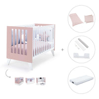Cuna de colecho 60x120 cm (4en1) rosa pastel · Nexo Due Flamingo C187D-M7742